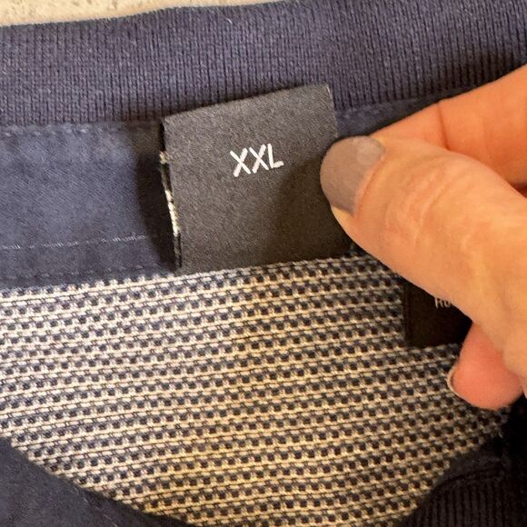 Boss Hugo Boss Navy White Dobby Polo Shirt Mens XXL VGUC Cotton - Picture 3 of 9